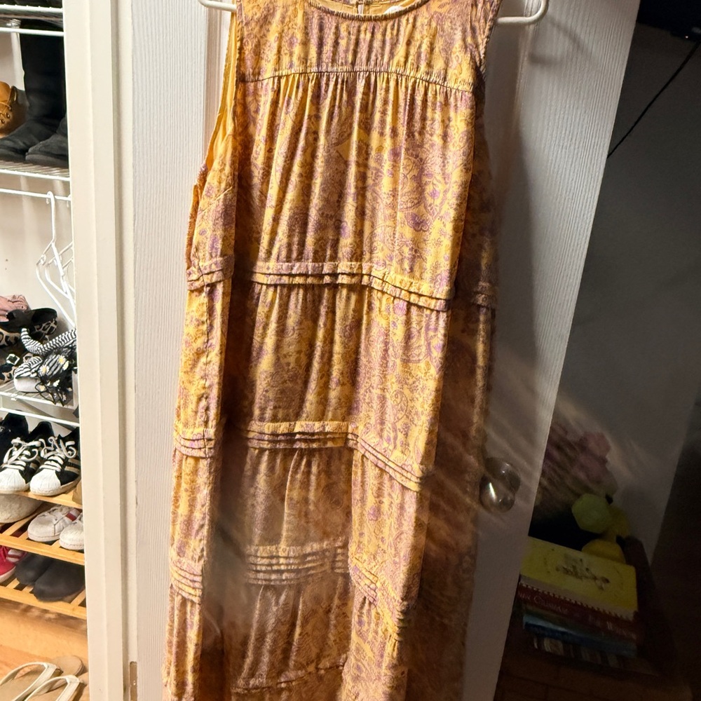 Girls Yellow Paisley Tiered Sundress